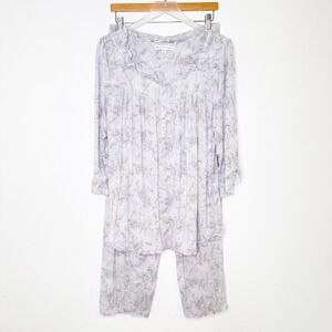 Eileen West Womens Pajama Pant Set Size Medium Gray Floral Modal Stretch Cottage